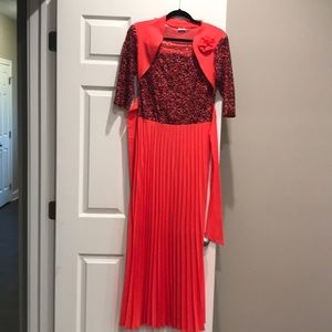 Red dress with faux jacket